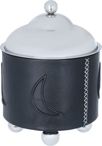 Plat à chafing en cuir noir fait main avec couvercle en acier inoxydable argenté et motif lune en relief pour mariages et événements au Moyen-Orient - Product Image 2