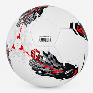 Balón de fútbol personalizado, diseño de panel con estrellas blancas, negras y rojas, cuero PU duradero, para entrenamiento y partidos, tamaño oficial, suministro al por mayor. - Product Image 3