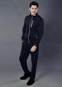 Chándal con Capucha y Cremallera Completa para Hombre 2026, Azul Marino/Negro, Color Sólido, Ropa Casual, Bolsillos Laterales, Corte Regular, Material de Poliéster para Otoño - Product Image 4