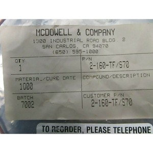 2 McDowell & Company 2-160-TF/S70 Oring, 2002399 - อุปกรณ์และอะไหล่เซมิคอนดักเตอร์ระดับโลกที่เชื่อถือได้ - Product Image 3