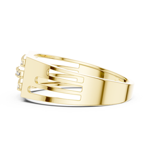 Anillo de Boda para Hombre con Tres Hileras de Diamantes Redondos Cultivados en Laboratorio, Oro Sólido de 18K/14K, Anillo de Compromiso, Joyería Fina, Proveedor Mayorista - Product Image 3