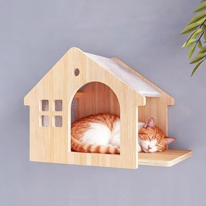 Maison pour animaux de compagnie en bois de haute qualité avec toit en tissu doux, lit mural pour chat, meuble moderne pour animaux de compagnie, fabriqué au Vietnam - Product Image 1