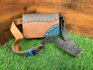 New Western Handmade Real Recycled Leather Waist Bag With Adjustable Belt Unique Vintage Style Festival Fanny Pack Hip Waist Bag - Product Image 3