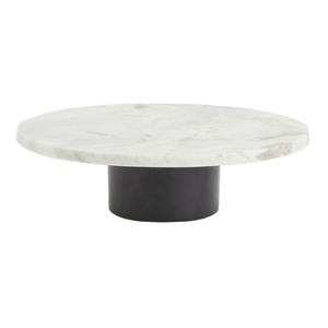 Support à gâteau moderne en marbre blanc avec base en pierre noire, présentoir de luxe pour desserts, idéal pour boulangerie, cuisine, table de fête, nouvelle tendance - Product Image 1
