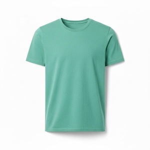 Camiseta Unisex de Cuello Redondo de Algodón, Color Sólido, Manga Corta, Informal, Transpirable, Tejida, Primavera Verano, Corte Regular - Product Image 3