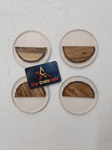 Custom Logo Resin Acacia Wood <b>Coasters</b> Round Cup Mats <b>Drink</b> <b>Coasters</b> for Coffee Tea Mug <b>Coasters</b> & Home Table Decor Use - Product Image 1