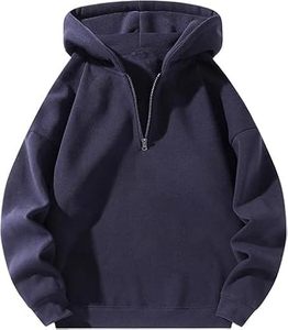 Hauts amples tendance pour jeunes, design bicolore, style streetwear, sweat-shirts pour hommes, col montant, demi-zip, pull-over - Product Image 1
