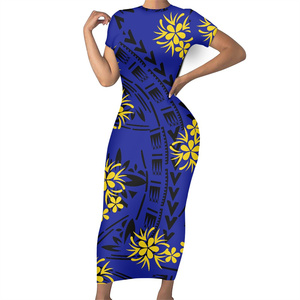Minivestido Amarillo con Tirantes Finos para Mujer, Estilo Samoano, Fijiano, Polinesio, Ajustado, con Estampado Floral de Hojas de Palma, Cuello Redondo, Tallas Grandes, Casual - Product Image 1
