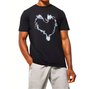 Camiseta Negra de Manga Larga para Hombre con Estampado Fotográfico, Ribete en Contraste, Corte Holgado, Estilo Urbano, Cuello Redondo, 100% Algodón Jersey - Product Image 6