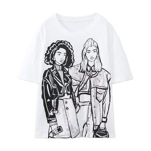 <b>Women's</b> <b>White</b> Cotton Crew Neck T-<b>Shirt</b> Loose Fit <b>Short</b> <b>Sleeve</b> Casual Solid Color Jersey Knitted All Seasons Breathable - Product Image 3
