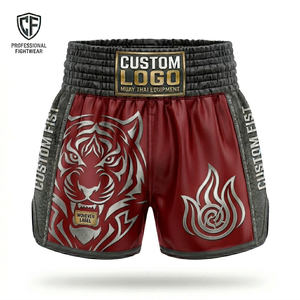 Shorts de Muay Thai personnalisés avec logo OEM, satin de qualité supérieure, design haut de gamme, pantalons de boxe en gros, vêtements de combat pour hommes - Product Image 5