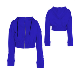 Sudadera con Capucha Corta de Invierno para Mujer, 100% Algodón, Personalizada, Talla Grande, Forro Polar, Bordada, Manga Larga, Transpirable - Product Image 5