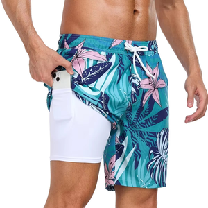 <b>Men</b> Tropical Swim <b>Trunks</b> Quick Dry Floral Beach Shorts Mid Length Resort Swimwear Elastic Waist OEM Custom - Product Image 3