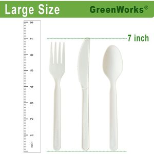 Forchette Monouso Compostabili Certificato BPI, 200 Pezzi, Resistenti, Grandi Utensili da Tavola - Product Image 2