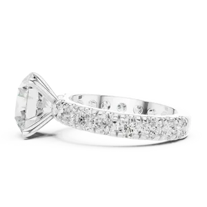 Bague de fiançailles en diamant de laboratoire rond brillant 3 carats, or massif 18 carats, certifiée IGI, avec large bande d'accentuation éternelle, VVS E-F - Product Image 4