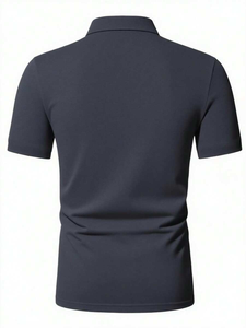 Men's Summer T <b>shirts</b> Collar Half <b>Zip</b> Short Sleeve T-<b>Shirt</b>, Suitable For Outdoor, Vacation And Casual Wear - Product Image 2