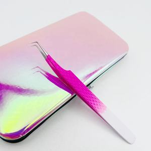 Haute qualité Double ton 90 degrés pince à épiler en acier inoxydable Extensions de cils pince à épiler droite pointue outil de beauté durable - Product Image 3