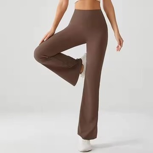 Private Label Ribbed <b>Flare</b> Pants Women Seamless Yoga Trousers High Waist Bell Bottom <b>Leggings</b> Wholesale - Product Image 6