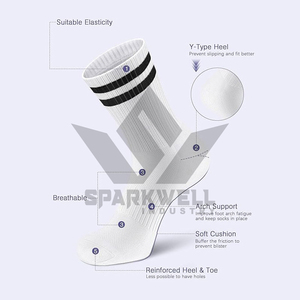 SPARKWELL INDUSTRY <b>Men's</b> <b>White</b> Crew <b>Socks</b> Knitted Cotton Breathable Spring Solid Casual Daily - Product Image 3