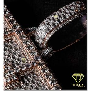 Collar de Lujo con Colgante de Letra JH, Diamante Moissanita, Plata de Ley 925, Chapado en Oro Rosa, Inicial Personalizada, Estilo Hip Hop, Brillante - Product Image 6