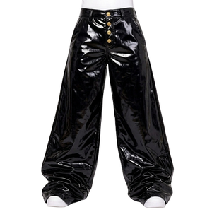 Pantalones de Cuero Negros Clásicos para Hombre, Cintura Baja, Elásticos, Ajustados, con Bolsillo, Traje de Discoteca, Ropa de Club Personalizada - Product Image 1