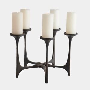 Candelabro de Cinco Brazos Glow Ritual, Portavelas de Metal Plateado, Soporte Duradero para Velas, Decoración para el Hogar - Product Image 5
