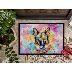 German Shepherd Hippie Doormat Non-Slip Washable Low Pile 24H X 36W Indoor <b>Outdoor</b> Entryway <b>Mat</b> for Front Door - Product Image 3