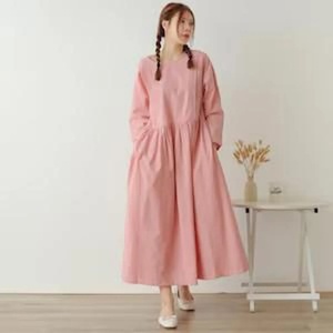 Robe en lin pour femme, robe en lin biologique, robe ajustée à manches longues, robe sur mesure, vêtements en lin grande taille, robe grande taille - Product Image 3