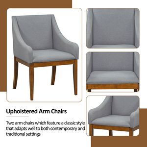 <b>Rustic</b> 7-Piece 76.4 Inch Extendable <b>Dining</b> <b>Table</b> <b>Set</b> 18 Inch Removable Leaf 2 Arm Chairs 4 Armless Chairs <b>Rustic</b> <b>Dining</b> Room - Product Image 6
