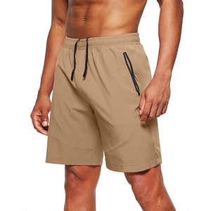 Pantalones Cortos Deportivos para Hombre, de Secado Rápido, Color Caqui, Ligeros, Transpirables, para Correr y Hacer Ejercicio, con Bolsillos con Cremallera - Product Image 1