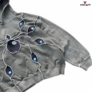 Vente en gros de sweats à capuche pour hommes, épais, personnalisés, surdimensionnés, délavés à l'acide, effet usé et déchiré, pour l'hiver - Product Image 5