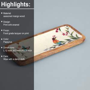 Plateau rectangulaire en bois émaillé Canary, fait main, plus durable et fiable, plateau décoratif pour hôtels et cafés - Product Image 3
