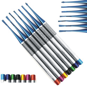 Juego de 7 Elevadores de Raíz Reutilizables con Recubrimiento de Titanio Azul, Elevadores Manuales para Implantes Dentales PDL, Elevadores Quirúrgicos Dentales de Grip Surgical - Product Image 1