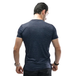 Custom <b>Navy</b> Men's Compression Shirt Quick Dry Gym Workout Running Fitness Athletic Short Sleeve Performance Tee - Product Image 2