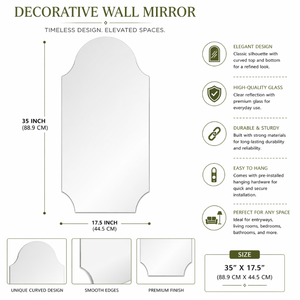 Premium Rectangular Wall Mirror 35" x 17.5" | Modern Decorative <b>Vanity</b> Mirror for Bathroom <b>Bedroom</b> Living Room Durable Frame - Product Image 5