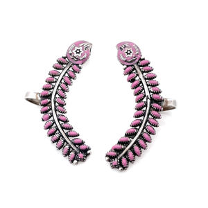 Boucles d'oreilles clous en émail rose mignonnes en forme de feuille pour femme Silver Mountain, en argent sterling 925 avec motif étoile en relief, idéales pour un cadeau d'anniversaire - Product Image 3