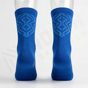 Crew <b>Socks</b> Solid Blue 100% Cotton Breathable Knitted Regular Style Adult Summer Casual Wear - Product Image 2