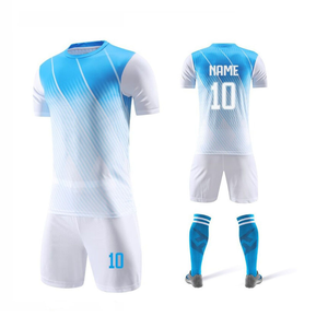 Ensemble de maillot de football bleu clair pour hommes, short marine, impression par sublimation, respirant, spandex, polyester, tenue d'équipe pour adultes, AUSSIE EDGE APPAREL - Product Image 4