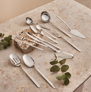 Ensemble de couverts en acier inoxydable de style occidental, ensemble de vaisselle minimaliste, finition brillante - Product Image 1