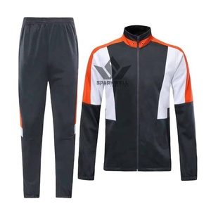 Ensemble de survêtement pour homme avec veste zippée et pantalon de jogging à blocs de couleur, poches latérales, séchage rapide, en polyester, idéal pour l'automne - Product Image 2