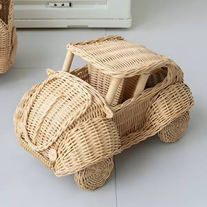 Magnifique voiture de poupée en rotin naturel ensemble cadeau pour les enfants modèle de mini voitures écologiques jouets amusants et divertissants - Product Image 3