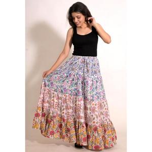 Vintage Cotton Printed Patchwork <b>Long</b> <b>Skirt</b> Handmade Bohemian Maxi <b>Skirt</b> for Women <b>Summer</b> Fashion - Product Image 2