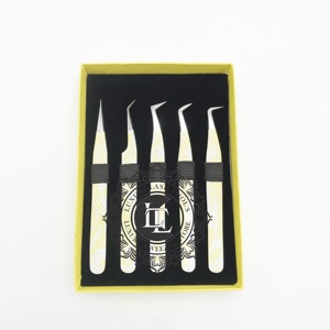 Pinzas de extensión de pestañas sostenibles al por mayor recubrimiento en polvo personalizado blanco amarillo plata Acero inoxidable precio bajo puntiagudas - Product Image 5