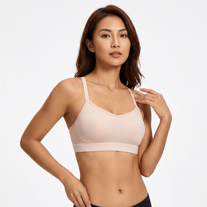 Soutien-gorge de sport respirant pour femme, dos nageur, maintien léger, couleur unie rose - Product Image 5