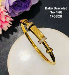 Bracelet pour bébé plaqué or avec incrustation de pierres CZ, bracelet ajustable pour enfants, bijoux géométriques modernes pour nourrissons - Product Image 6