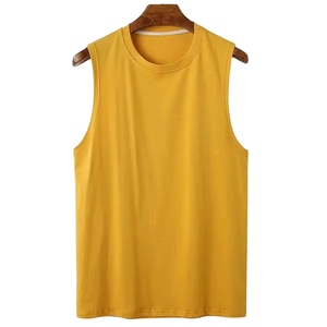 Camiseta sin mangas cómoda para hombre, informal, de punto, hecha a medida, transpirable, de color sólido, material suave, algodón, talla grande - Product Image 1