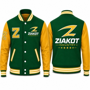 ZIAKOT Men's Gray <b>White</b> Varsity <b>Jacket</b> With Blue Z Logo Preppy Style Autumn Winter Wear - Product Image 6
