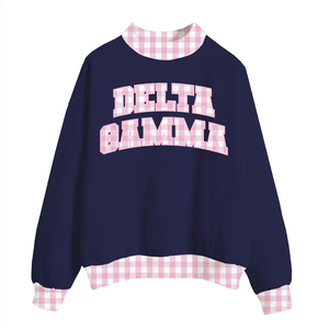 Rebels Manufacturer Cotton Fleece <b>Mock</b> <b>Neck</b> Sweatshirt Women Men Ladies Unisex Sorority Greek Polka Dot Gingham Patch - Product Image 5
