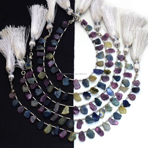 Cuentas de zafiro múltiples naturales de calidad superior forma de rebanada suave 6 pulgadas 7mm-11mm hebra de piedras preciosas para la fabricación de joyas - Product Image 2