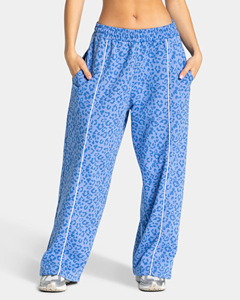 Ensemble survêtement streetwear deux pièces pour femme, sweat à capuche et pantalon oversize à imprimé léopard bleu délavé, 100% coton, décontracté, hiver - Product Image 6